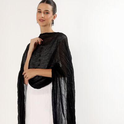 Women's Black Crinkled Dupatta