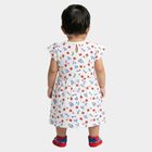 Infants' White Cotton Floral Print Flutter Sleeve Frock, Off White, small