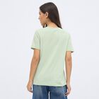 Women's Light Sage Green Round Neck Casual T-Shirt, Light Green, small
