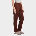 Women's Brown Straight Fit Heart Printed Pyjama, भूरा, small