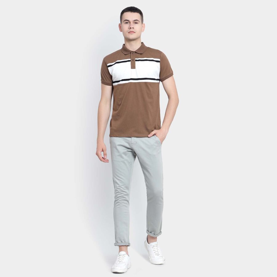 Cut & Sew Polo Shirt, Brown, large image number null