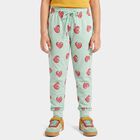 Girls' Mint Green Jogger Heart Printed Pyjama, हल्का हरा, small