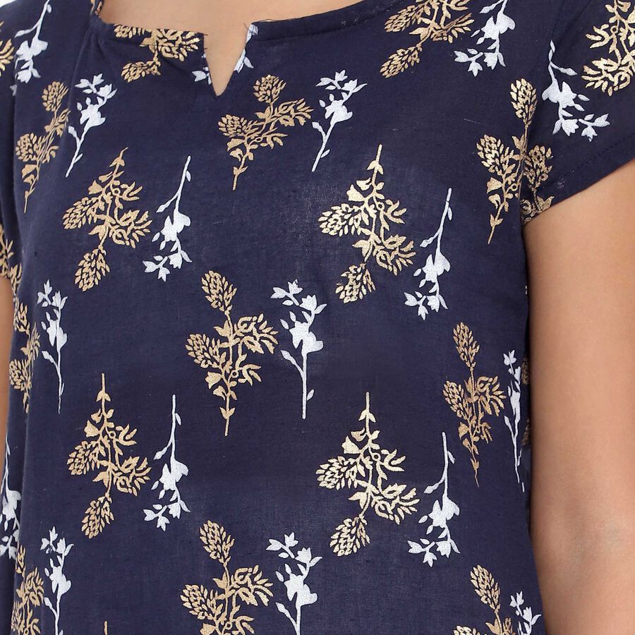 Printed Straight Kurta, Teal Blue, large image number null
