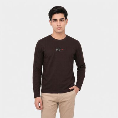 Men's Brown Round Neck Regular T-Shirt