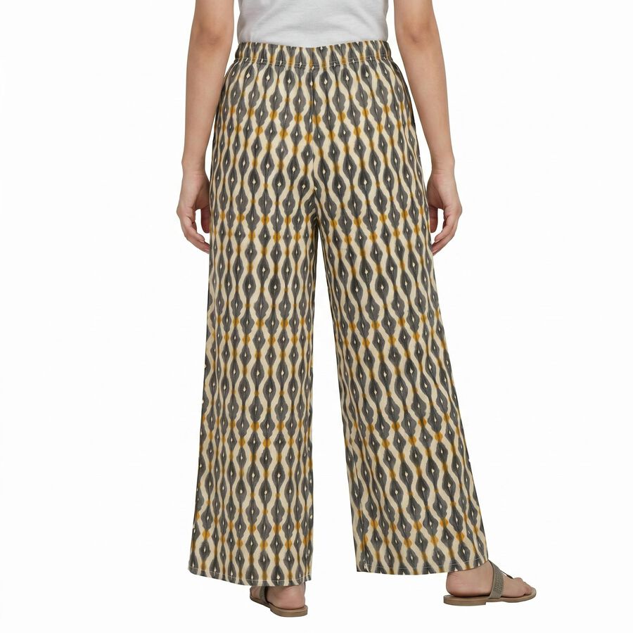 Women's Beige Regular Fit Printed Palazzos, गहरा पीला, large