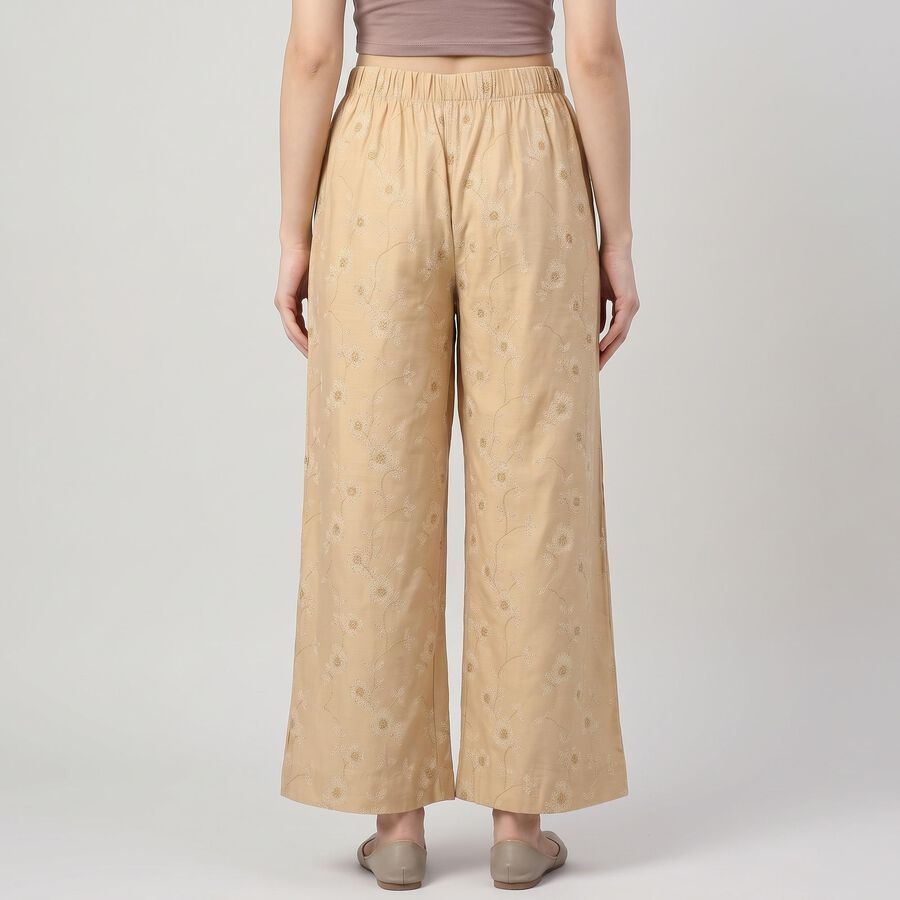 Women's Beige Regular Fit Printed Palazzos, गहरा पीला, large