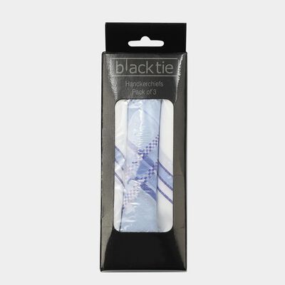 Men's Blue Checked Pack of 3 Handkerchief