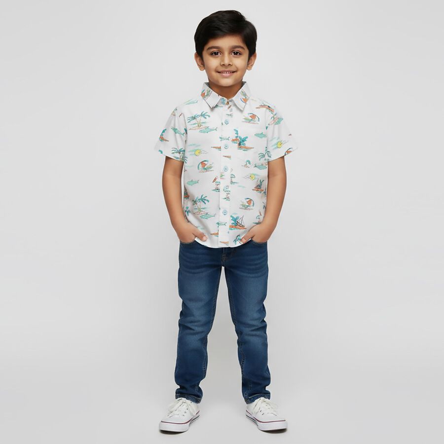 Boys' 100% Cotton Casual Shirt, Light Blue, large image number null