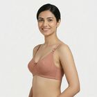 Women's Brown Cotton Blend Wireless Full Coverage Bra, भूरा, small