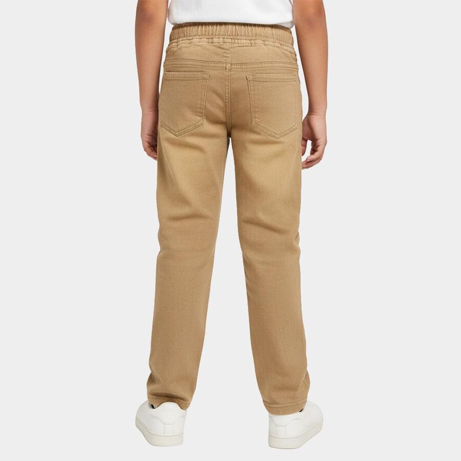 Boys' Camel Brown Slim Fit Jogger Jeans, Beige, large image number null