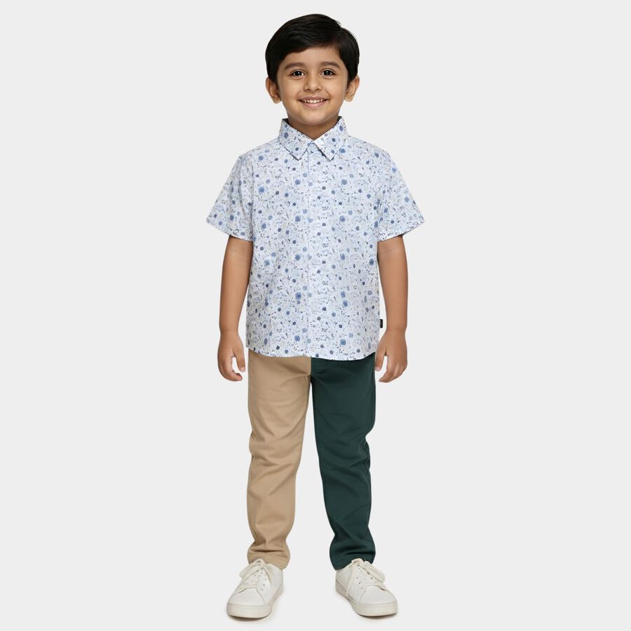 Boys Light Blue Cotton Half Sleeve Classic Casual Shirt, Light Blue, large