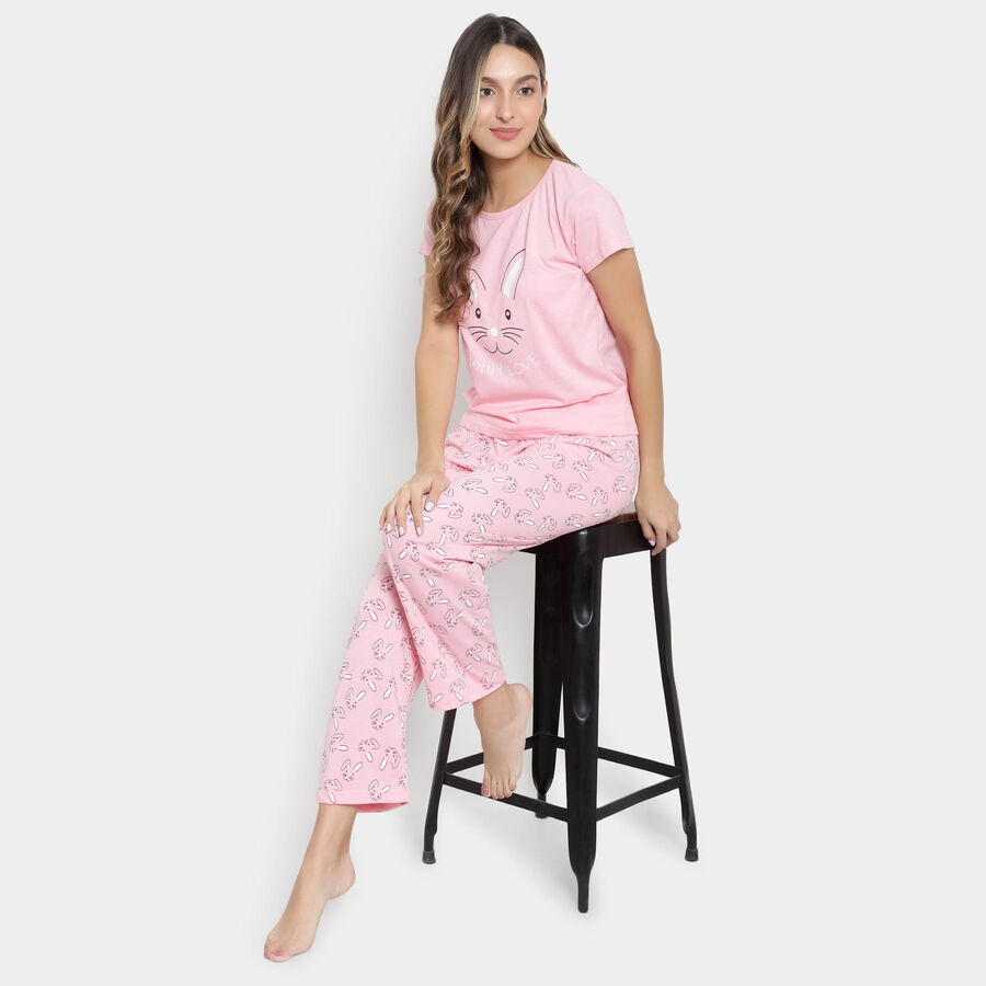 Printed Night Suit, Light Pink, large image number null