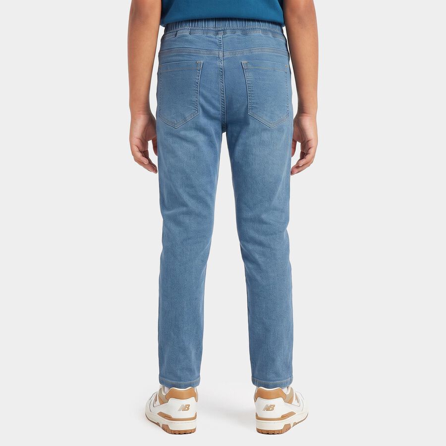 Boys' Light Blue Drawstring Jeans, Mid Blue, large