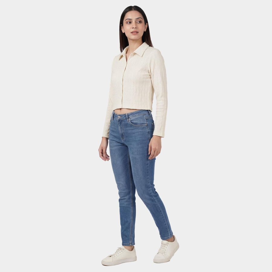 Women's Off-White Round Neck Minimalist Shirt, Off White, large