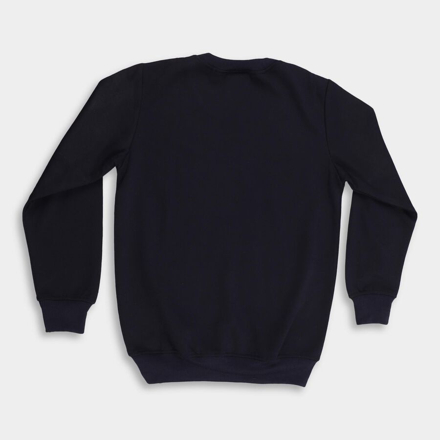 Boys Navy Blue Crew Neck Graphic Sweatshirt, नेवी ब्लू, large image number null