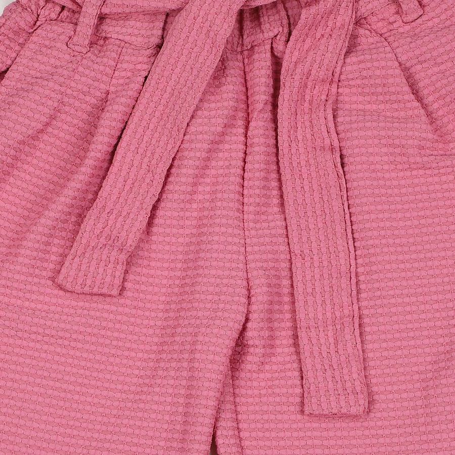 Girls Pink Wide-Leg Textured Trousers, Pink, large