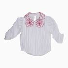 Girls Bright Snow White Round Neck Casual T-Shirt, सफ़ेद, small