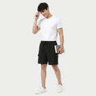 Men's Black Regular Fit Cargo Bermuda Shorts, Black, small