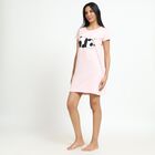 Ladies' Soft Pink Round Neck Casual Nighty, Light Pink, small