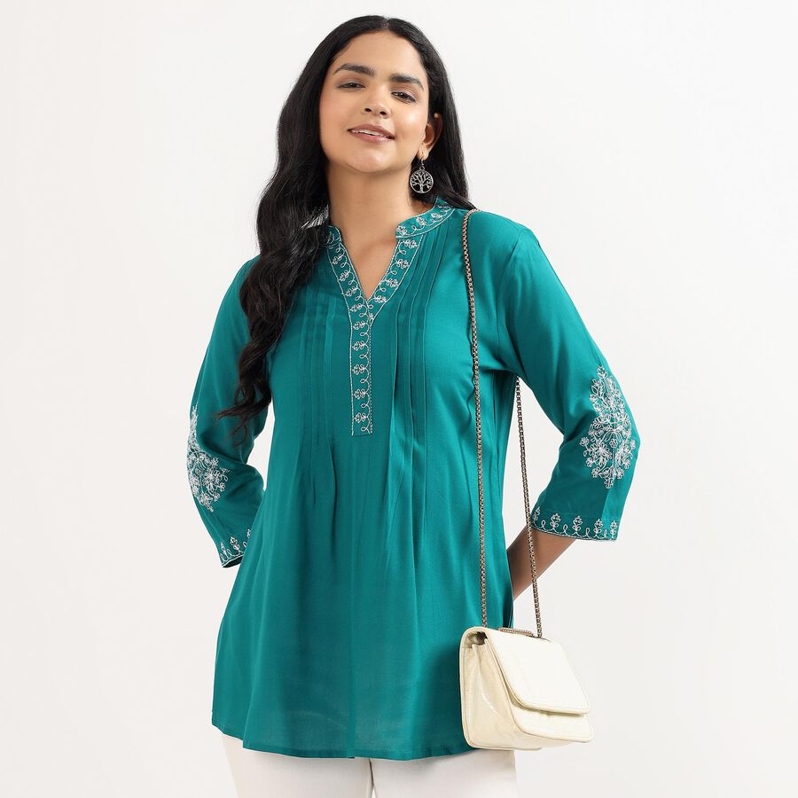 Ladies' Kurti, Dark Green, large image number null