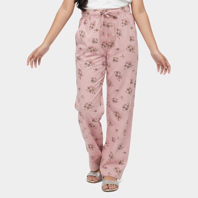 Girls' Lavender Regular-Fit Heart Printed Pyjama