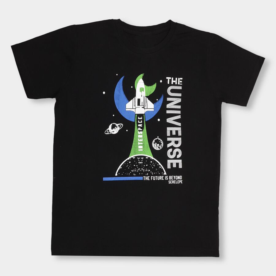 Boys' Half Sleeves T-Shirt, Black, large image number null