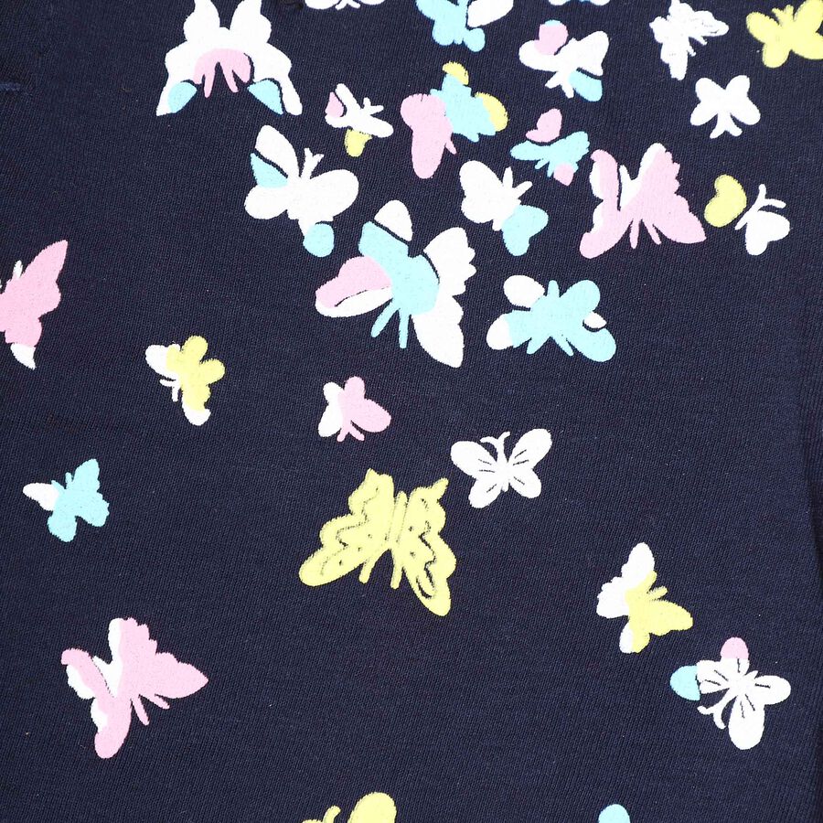 Girls All Over Print Pyjama, Navy Blue, large image number null