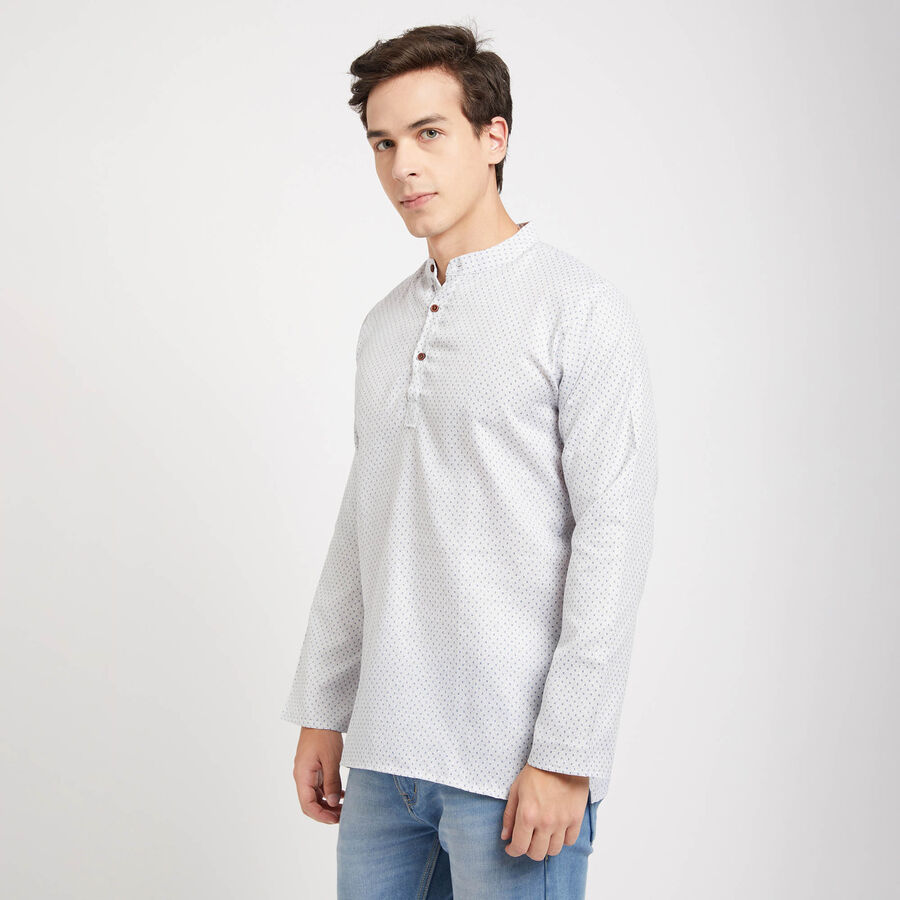 Mandarin Collar Kurta, White, large image number null