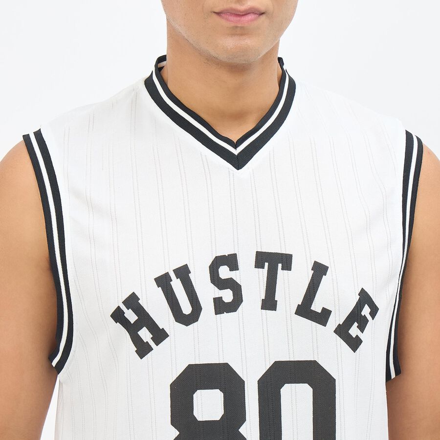 Men's Snow White V-Neck Athleisure T-Shirt, White, large