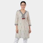 Women's White 100% Cotton Round Neck Straight Kurta, White, small