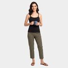 Women's Black Cotton Scoop Neck Camisole Slip, काला, small