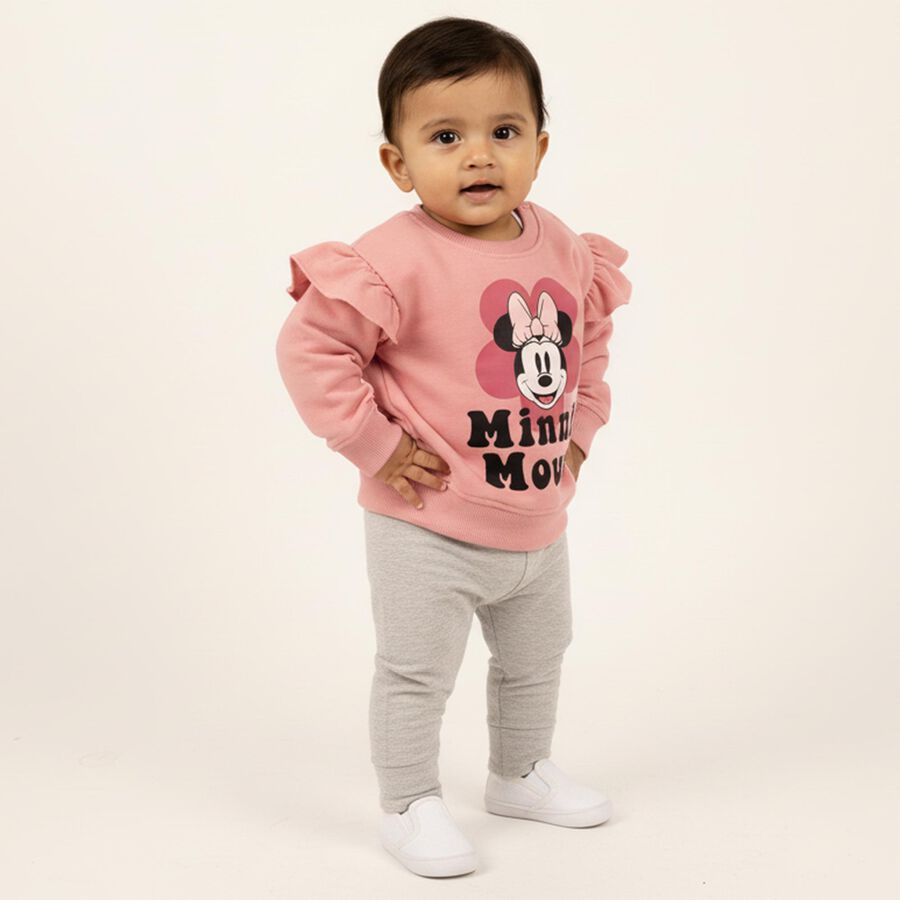 Infants Light Pink Cotton Crew Neck Casual Sweatshirt, हल्का गुलाबी, large image number null