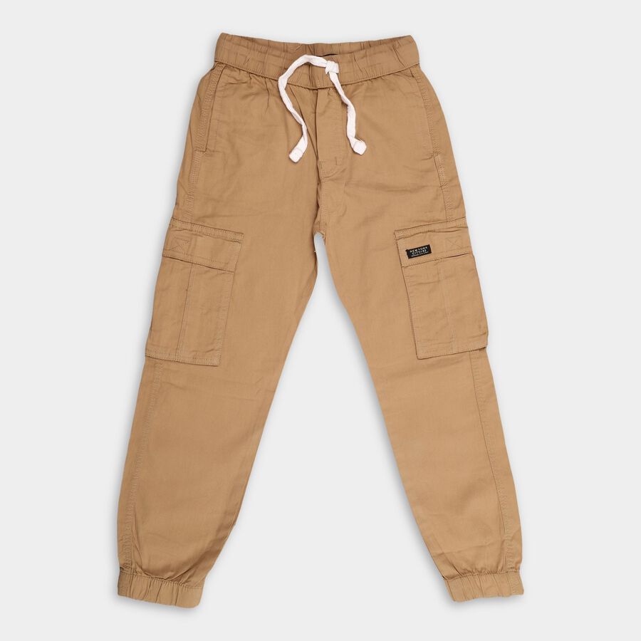Boys' 100% Cotton Trousers, Beige, large image number null