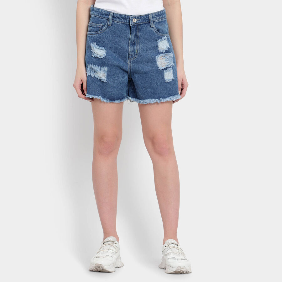 Cotton Shorts, मध्यम नीला, large image number null