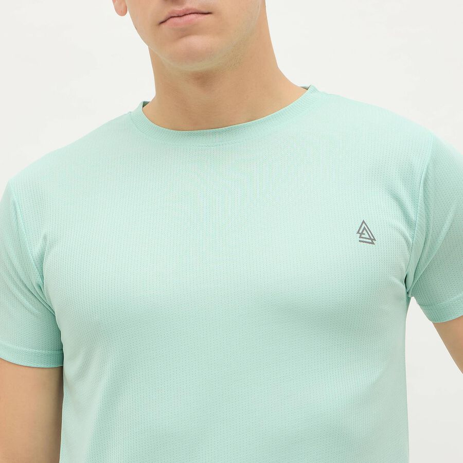 Men's Mint Green Crew Neck Athleisure T-Shirt, Aqua, large