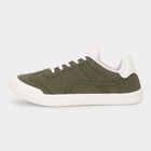 Men's Muted Olive Green Lace-Up Casual Sneakers, ओलिव, small