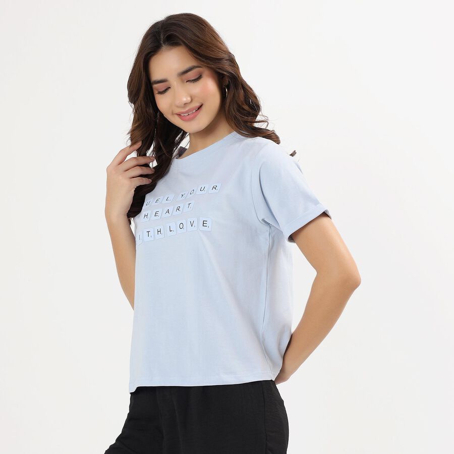 Ladies' Round Neck T-Shirt, Light Blue, large image number null