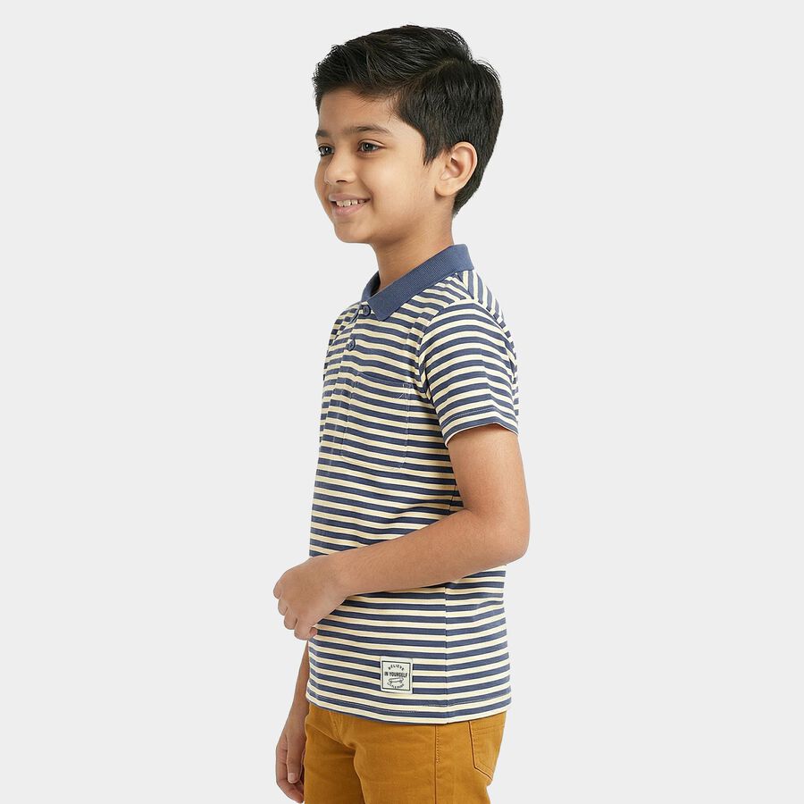 Boys Navy Blue Crew Neck Casual T-Shirt, Navy Blue, large