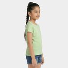 Girls Green Casual T-Shirt, हल्का हरा, small