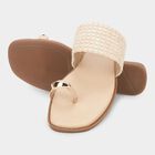 Women's Light Beige Slip-On Flat Sandals, पीच, small