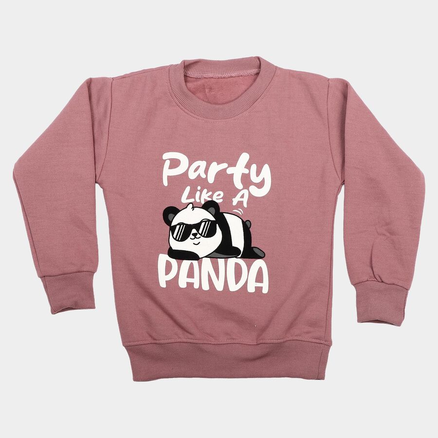 Girls Purple Crew Neck Pullover Sweatshirt, बैंगनी, large