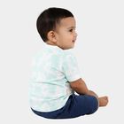 Infants' Light Green Cotton Round Neck Printed Baba Suit, Light Green, small