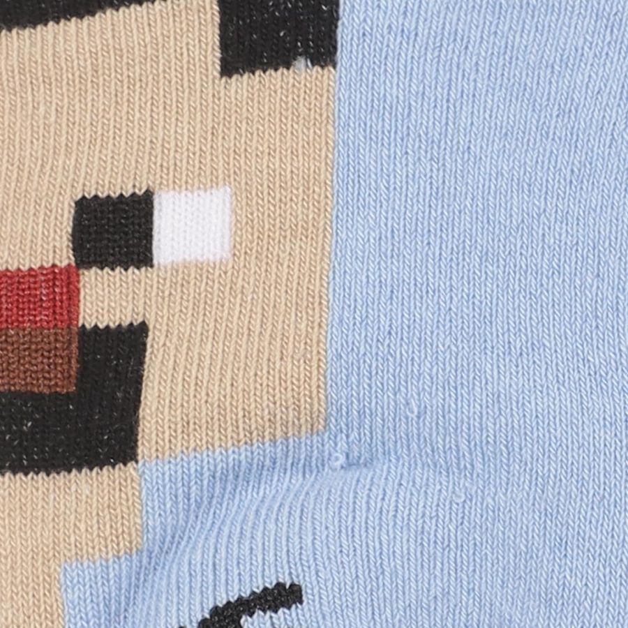 Boys' Light Blue and Grey Regular Fit Ankle-Length Graphic Socks Pack of 2, हल्का नीला, large