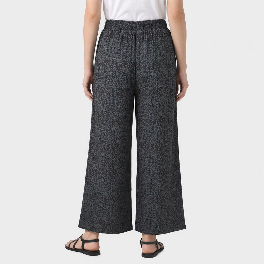 Women's Black Regular Fit Printed Palazzos, Black, large