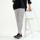 Men's Light Ash Grey Tapered Fit Track Pants, Light Grey, small