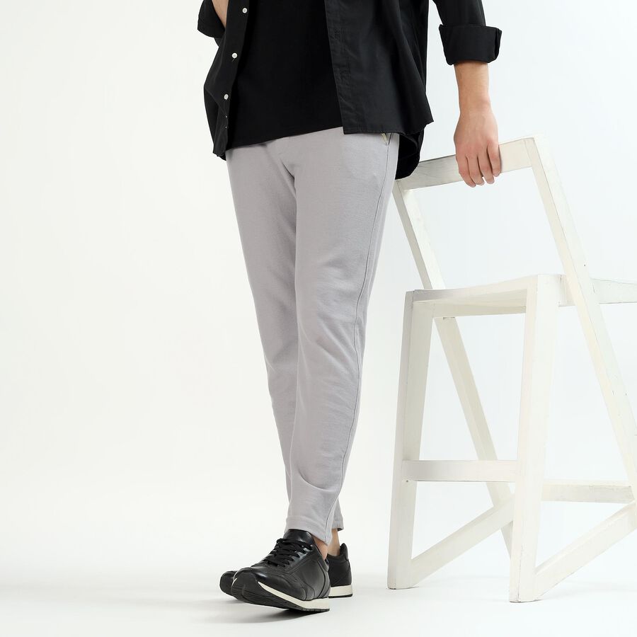 Men's Light Ash Grey Tapered Fit Track Pants, Light Grey, large