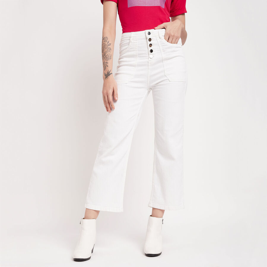 Overdyed High Rise Flared Jeans, सफ़ेद, large image number null