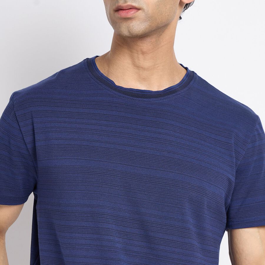 Men's Round Neck Half Sleeves T-Shirt, नेवी ब्लू, large image number null