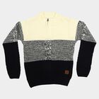 Boys' Navy Blue Zip Neck Half Zip Pullover, नेवी ब्लू, small