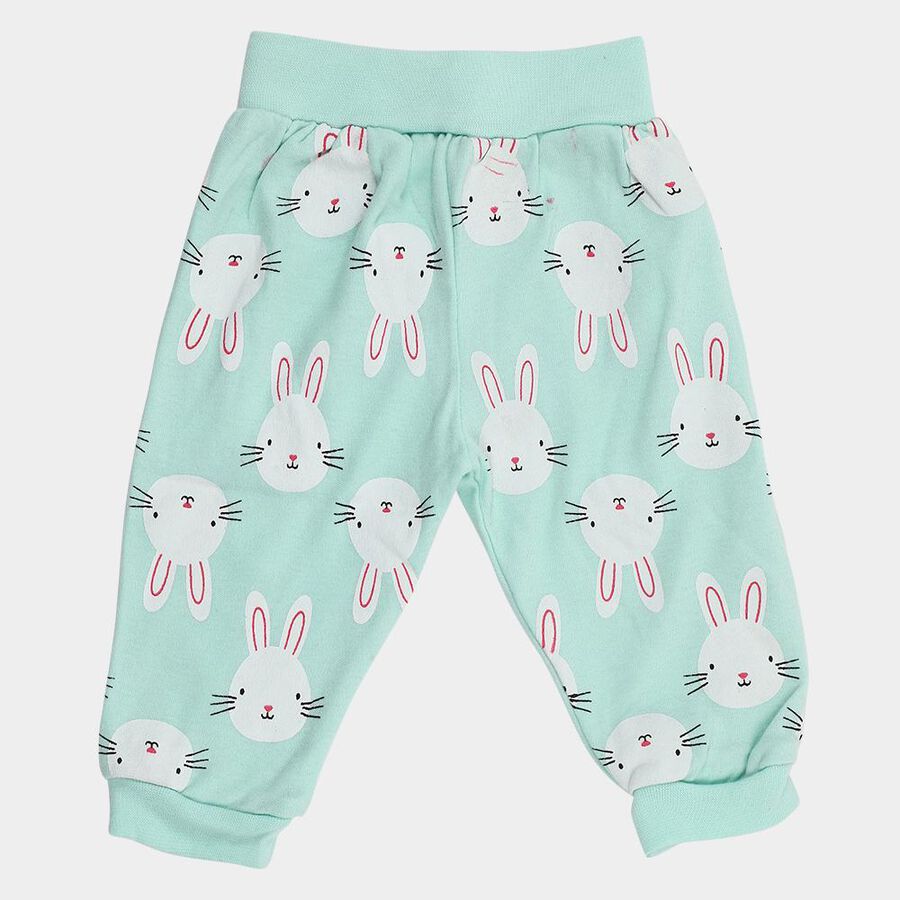 Infants Mint Green Bunny Print Cotton Pyjama, हल्का हरा, large image number null